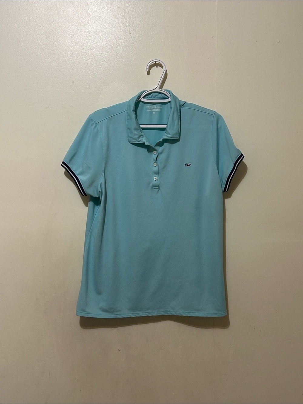 Vineyard Vines Aqua Polo with Navy and White Trim Sz Xl Causeway Golf Club